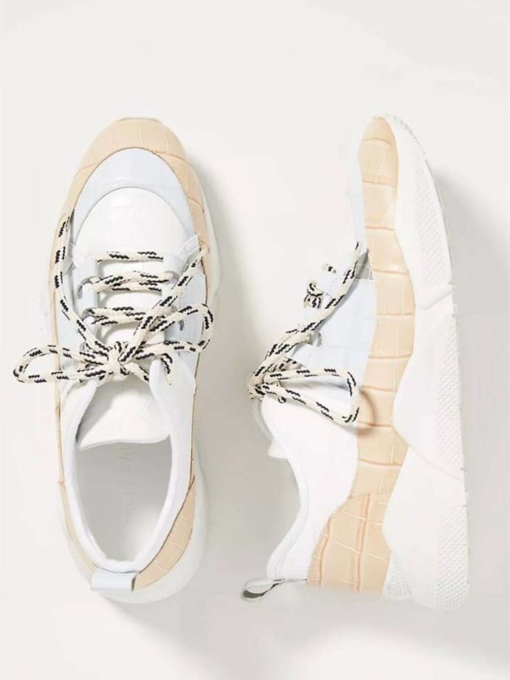 Freda Salvador Mikey Croc Embossed Leather Chunky Sneakers Neutral Combo Size 10